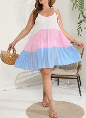 Plus Size Contrasting Panelled Strappy Beach Slip Dress