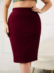 Plus Size Slit Solid Color Skirt