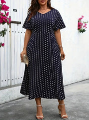 Plus Size Polka Dot Print V-neck Dress
