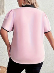 Plus Size Colorblock Lace-Up Shirt
