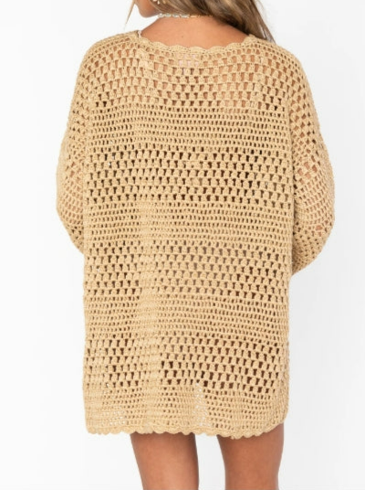 Beach Cover-Up Cutout Knitted Plus Size Dress
