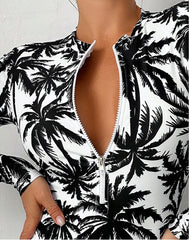 Printed Long Sleeve Beach Swimsuit