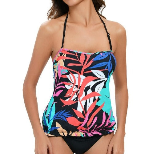 Printed Suspender Sexy Backless Triangle Swimsuit