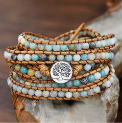 Stone Ball Bead Braided 5-layer Multi-turn Wrapped Bracelet