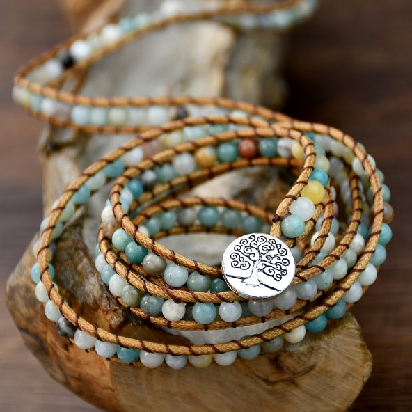 Stone Ball Bead Braided 5-layer Multi-turn Wrapped Bracelet