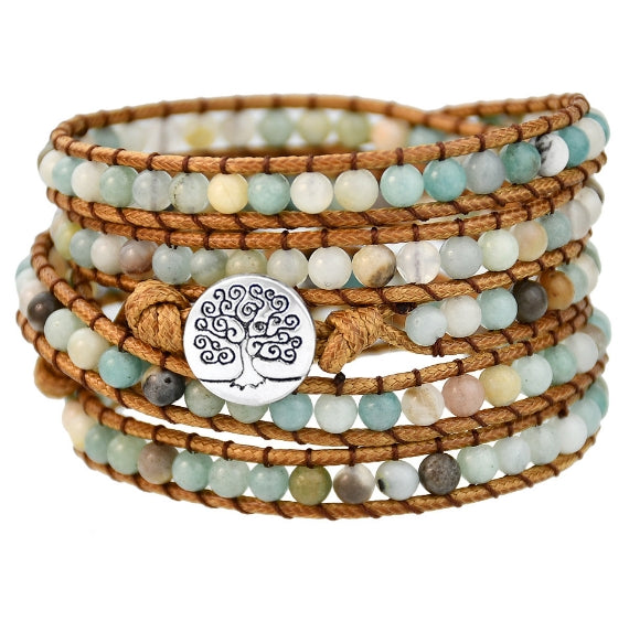 Stone Ball Bead Braided 5-layer Multi-turn Wrapped Bracelet