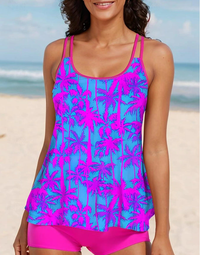 Women's Swimwear Tankini 2 Piece Printing Floral Beach Wear Summer Bathing Suits