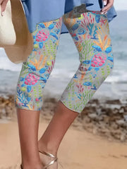 🔥Beach & Vacay🔥Sea Turtle Beach With Pocket Vacation Print Leggings
