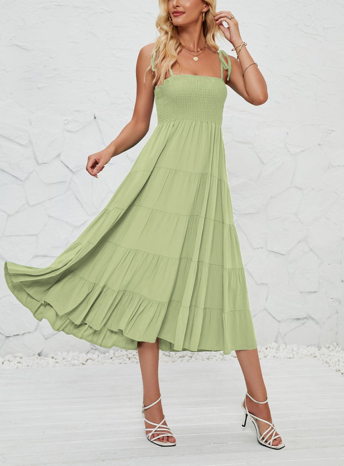 Summer Bohemian Pleated Layered Dress