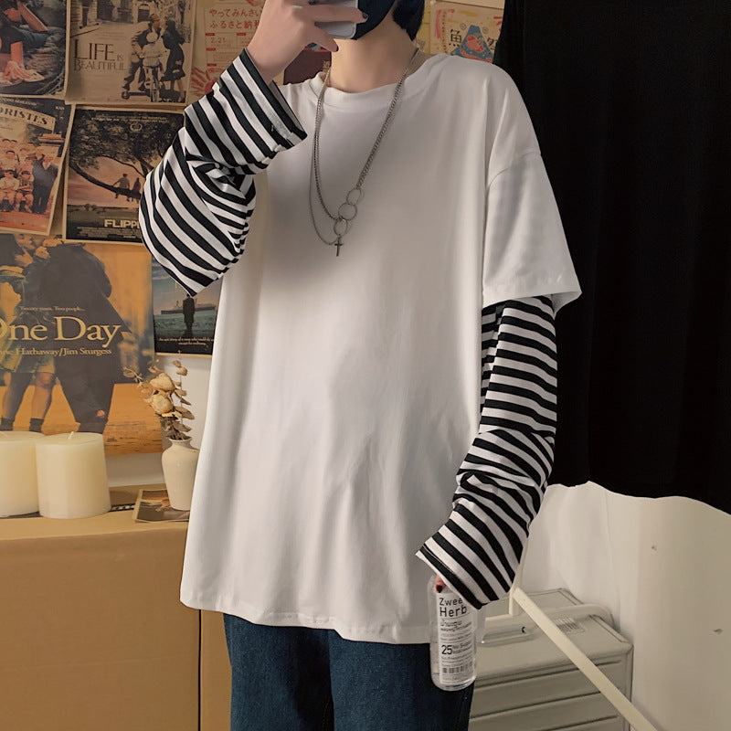 Fashionable fake two-piece long-sleeved T-shirt