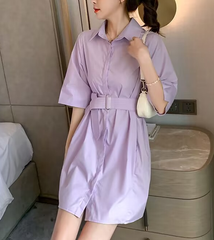 Purple Puff Sleeve Bubble Hem Mini Dress