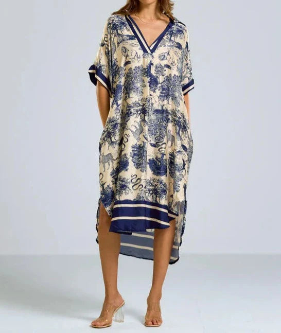 Printed Silk Robe Dress