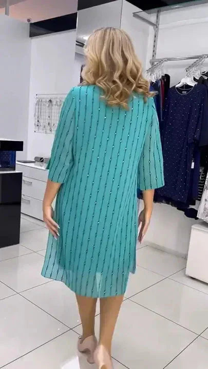 Fashion round neck printed dress