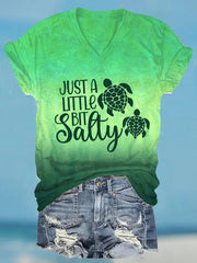 🔥Beach & Vacay🔥Women's Hawaiian Just a Little Bit Salty Print Casual T-Shirt