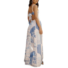 Casual suspender print dress
