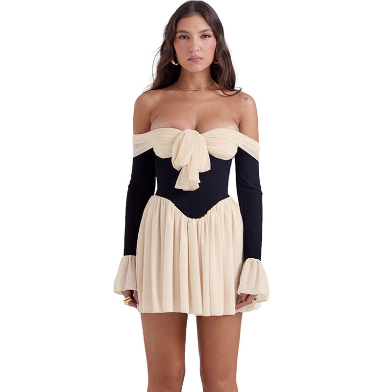 Fashionable contrasting hip dress