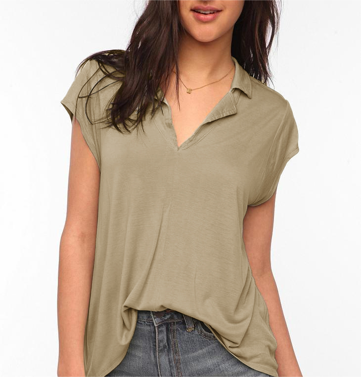 Solid Color Shirt Collar Short Sleeve T-shirt