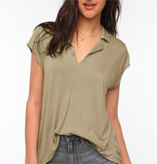 Solid Color Shirt Collar Short Sleeve T-shirt