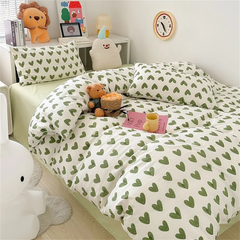 Ins Pink Bedding Set Bed Flat Sheet Pillowcase Twin Full Queen Princess Style Bed Linen Kids Girls Floral Duvet Cover