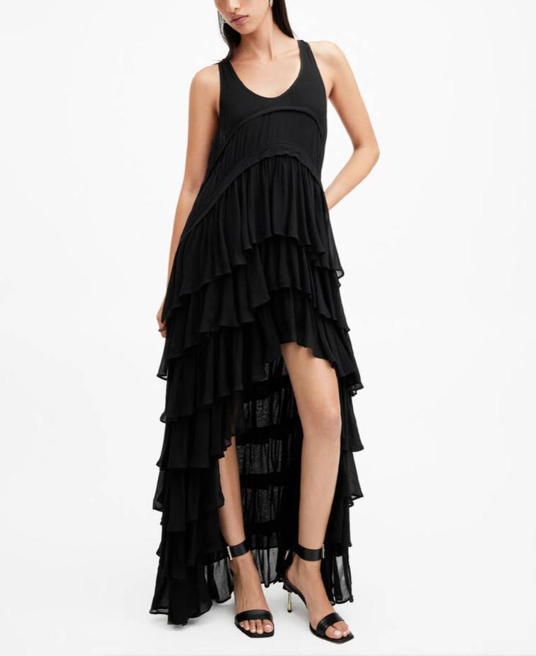 Tiered Ruffle Maxi Slip Dress