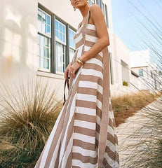 Suspender Stripe Print Dress