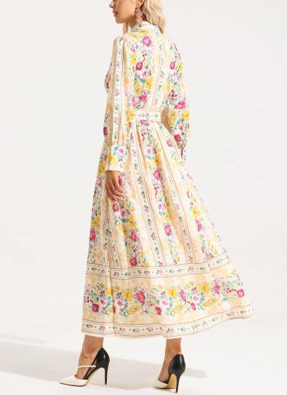 Pleated Floral-print Midi Dress