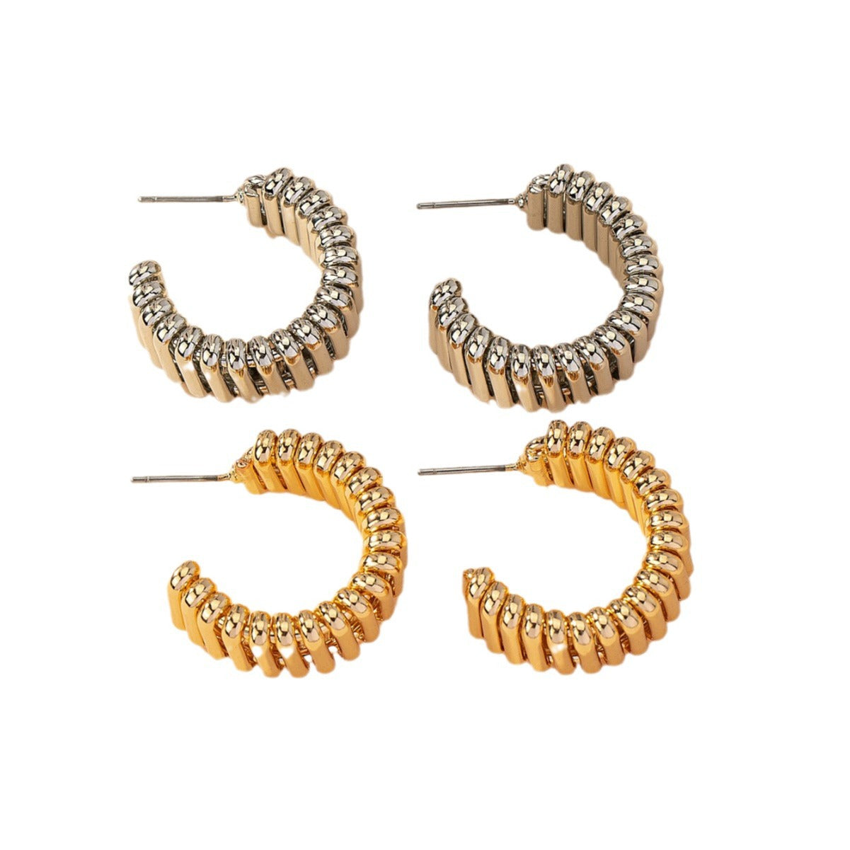 C-shaped Line Spring Stud Earrings