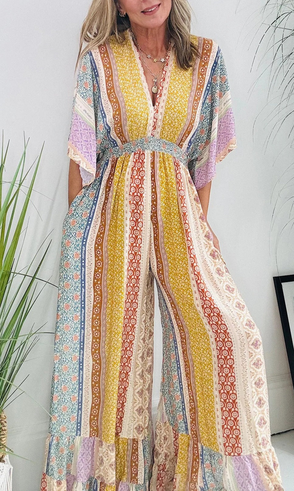 Printed Wide-leg Casual Jumpsuit