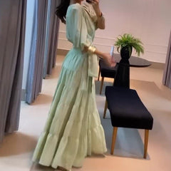 Solid Color Deep V Lace-up Skirt Set