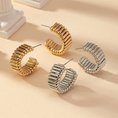 C-shaped Line Spring Stud Earrings