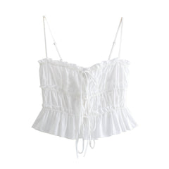 Summer Women Collection White Crocheted Short Sexy Cropped Camisole Women Sexy Top