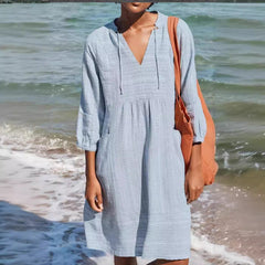 Jacquard Cotton and Linen Loose Pocket Dress