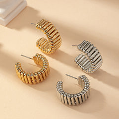 C-shaped Line Spring Stud Earrings