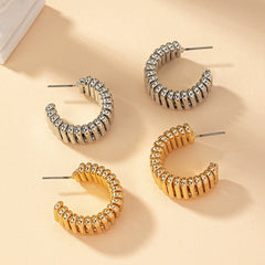 C-shaped Line Spring Stud Earrings