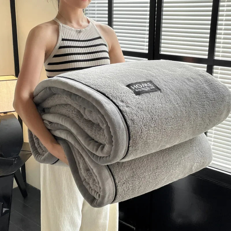 Plush Warm Winter Throw Blanket A Grade Coral Fleece Flannel Soft Thick Blankets for Sofa Single Double Couple Furry Sofa Cover