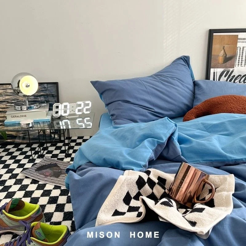 Fashion Style Pink Bedding Set Soft Flower Duvet Cover Pillowcase Bed Flat Sheet Set For Girl Women Twin Full Queen Bedclothes