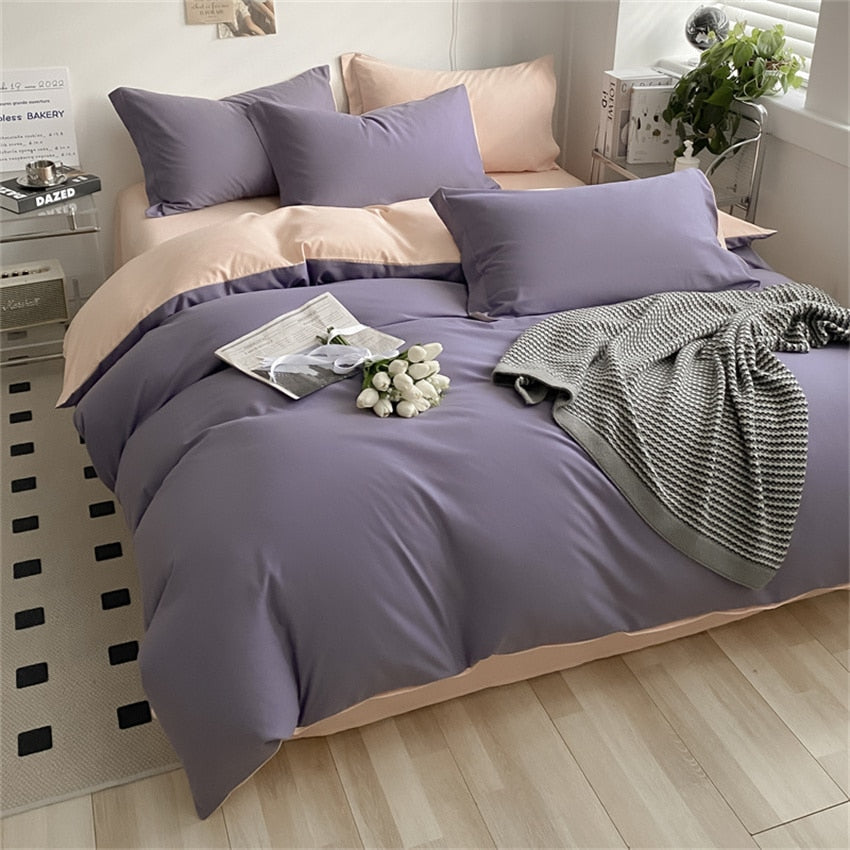 Solid Color Home Textile Quilt 100% Cotton Fashion White Bedding Set Soft Comfort Washed Cotton Duvet Cover Bed Sheet Pillowcase
