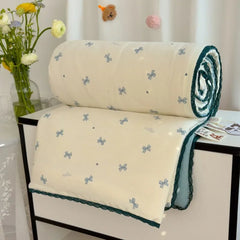 2025 Summer 2 Gauze Blanket AClass Jacquard Kids AirCon Quilt  Machine Washable Lightweight Summer Bedding Gift Set