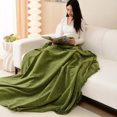 High Quality Waterproof Chenille Sofa Cover Cloth Green Striped Sofa Cushion Four Season Universal 3  Seat All Inclusive Blanket