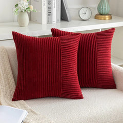 2PCS 30X50cm 45x45cm 50x50cm Pillowcase Corduroy Throw Cushion Covers Striped Patchwork Christmas Red Cuscini Divano