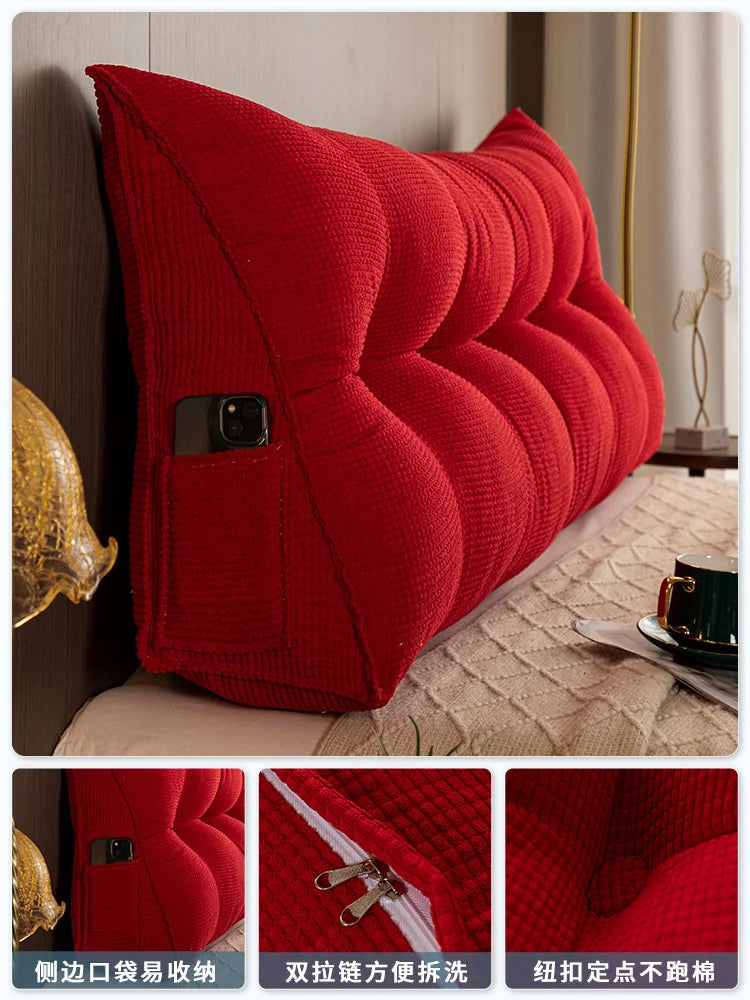 Long Pillow Headboard Cushion Triangle Large Back Bed Soft Bag Pillow Can Be Disassembled and Washed Bedroom Sofa