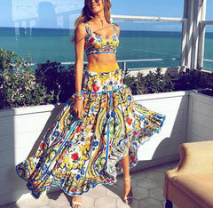 Beach Strap Printed Dress Set