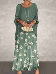 Chiffon Mesh Bat Sleeve Dress