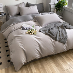Set Washed Brushed Comforter Duvet Cover Flat  Soft Comfort  Bed Sheet Pillowcase
