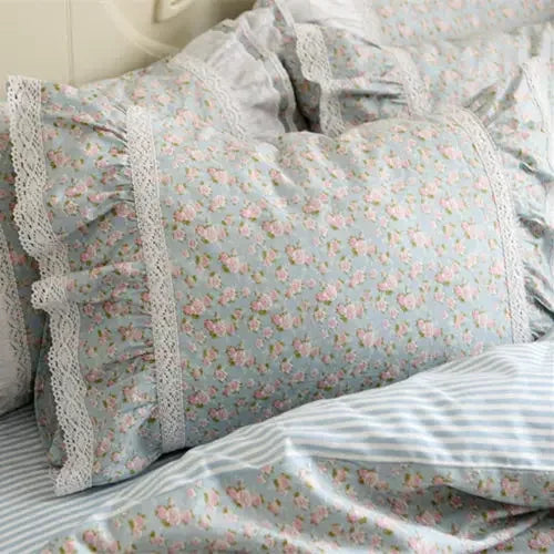 2pcs refresh print pillow case Embroidered lace pillow cover pastoral style bedding pillowcases pillow sham without filler sale