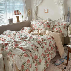 100% Cotton French pastoral style Bedding Set Soft Duvet Cover Bedclothes Bedspread Pillowcases Flat Sheets Comforter Sets