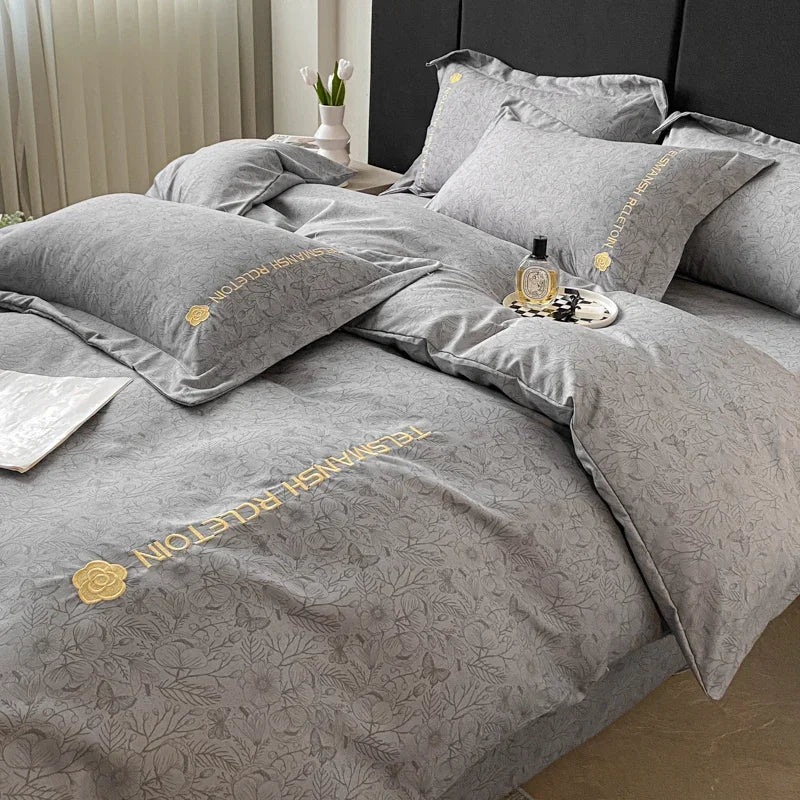 100% Pure Cotton Bedding Set Printing Quilt Cover Set King Size Duvet Cover Set Skin Friendly Fabric Bedding Cover Set