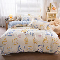 Nordic bedding set double bed set 4 pieces blanket cover duvet cover set pillowcases linen sheet king size 150 90