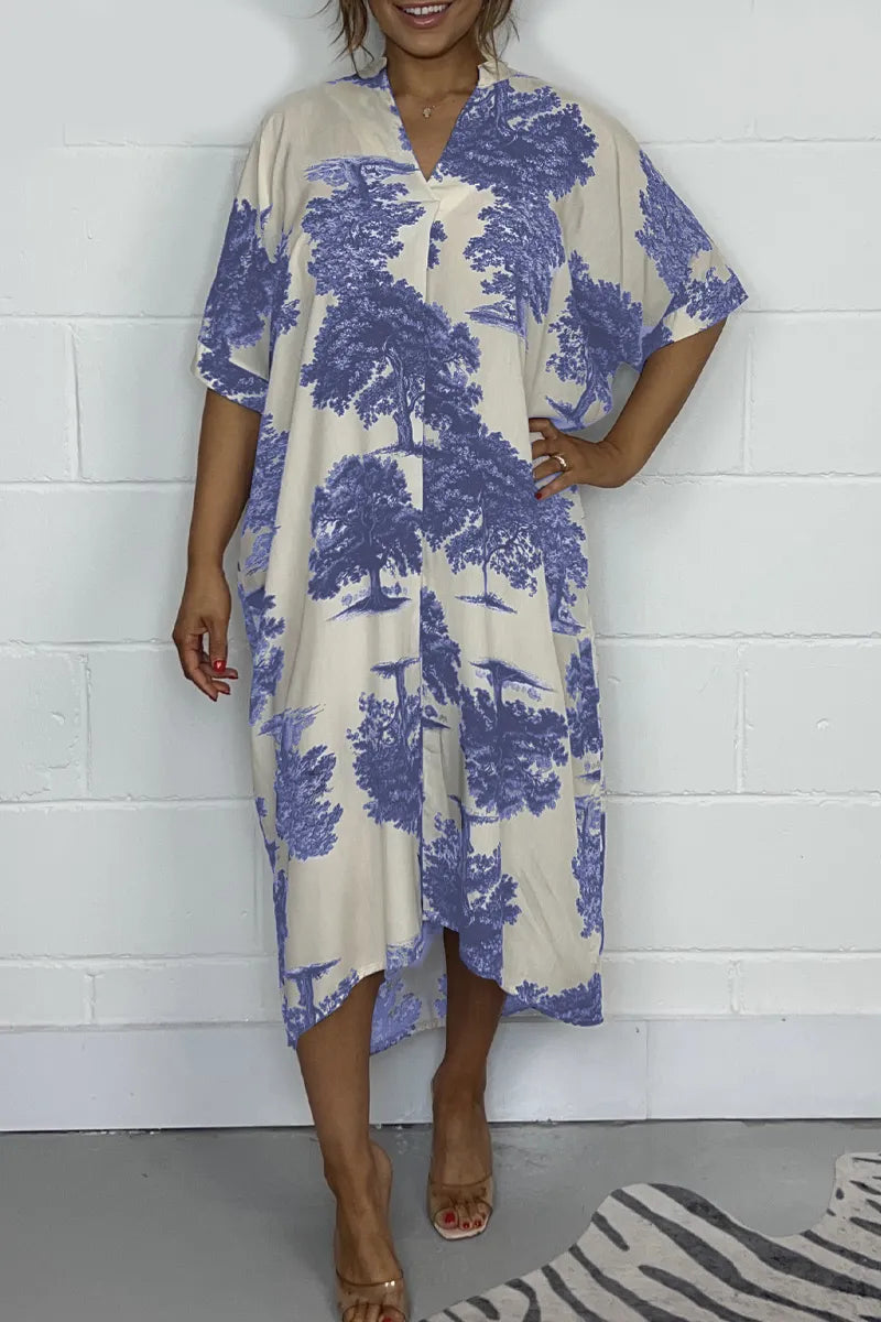 🔥🔥Fashion Printed V-Neck Dress