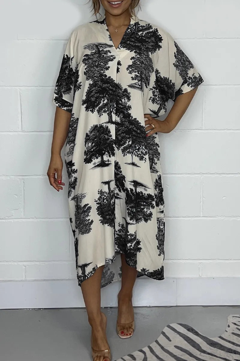 🔥🔥Fashion Printed V-Neck Dress